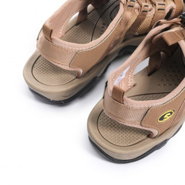 Gracosy Men Sandals Leather Breathable Non-Slip Quick Drying Fish Sandals Clip Toe Sandals