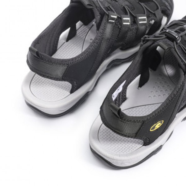 Gracosy Men Sandals Leather Breathable Non-Slip Quick Drying Fish Sandals Clip Toe Sandals