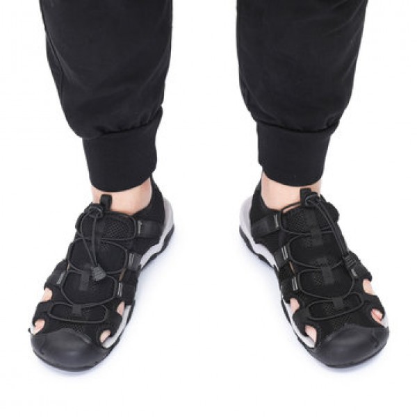 Gracosy Men Sandals Leather Breathable Non-Slip Quick Drying Fish Sandals Clip Toe Sandals