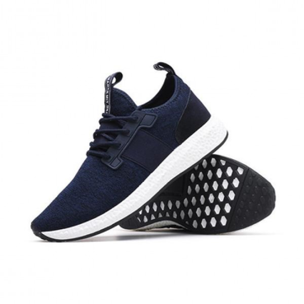 Men Korean Flying Woven Sneakers Breathable Light Increasing Height Running Shoes