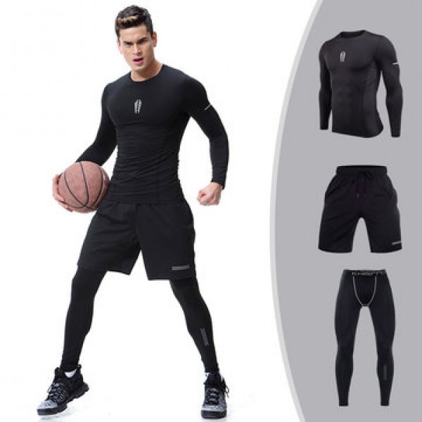 Mens PRO Compression Quick-drying Skinny Fit Training Fitness Three-piece/Two-piece Sport Suit