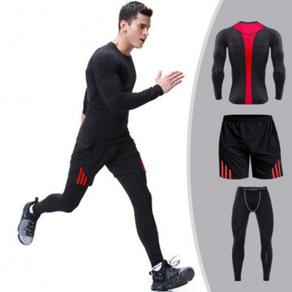 Mens PRO Compression Quick-drying Skinny Fit Training Fitness Three-piece/Two-piece Sport Suit