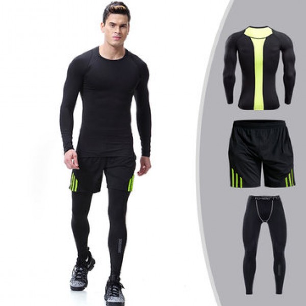 Mens PRO Compression Quick-drying Skinny Fit Training Fitness Three-piece/Two-piece Sport Suit