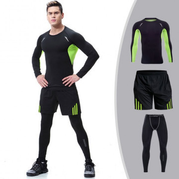 Mens PRO Compression Quick-drying Skinny Fit Training Fitness Three-piece/Two-piece Sport Suit