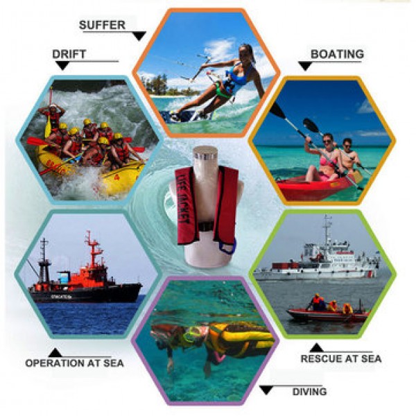 Life Jacket 5S Automatic Inflation Foldable Lasts 48 Hours Waterproof Swim Gear Swimwaer