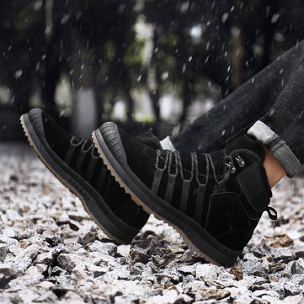 Winter Men Plus Velvet Cotton Ankle Boots Climbing Hiking Anti-slip Warm Sports Shoes