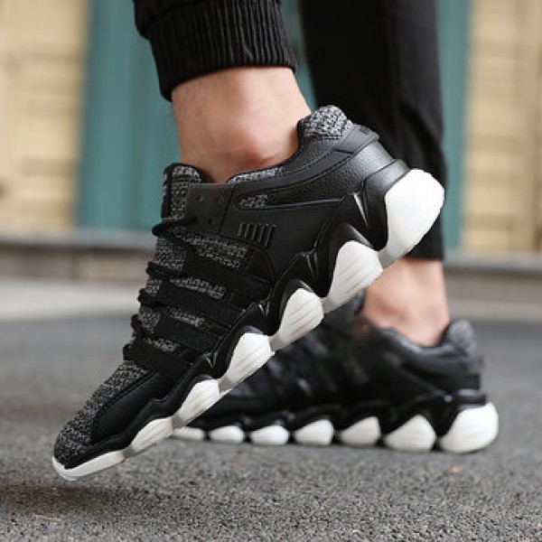Men  Breathable Ankle Sneakers Stretchy Weave Knit Non-slip Comfy Running Walking Shoes