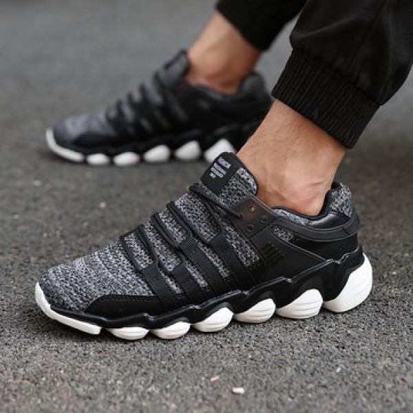 Men  Breathable Ankle Sneakers Stretchy Weave Knit Non-slip Comfy Running Walking Shoes