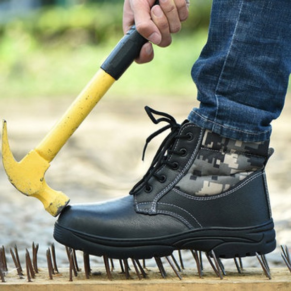 Steel Cap Toe Labor Shoes Men Safety Hiking Shoes Construction Military Combat Shoes