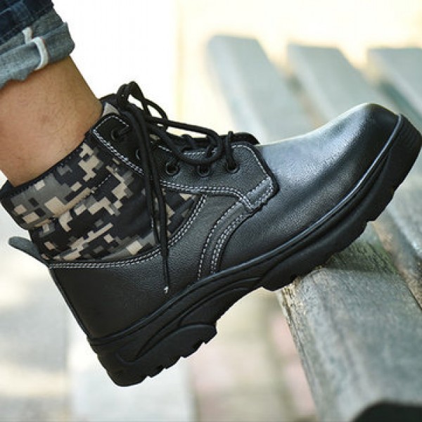Steel Cap Toe Labor Shoes Men Safety Hiking Shoes Construction Military Combat Shoes