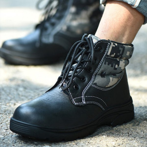 Steel Cap Toe Labor Shoes Men Safety Hiking Shoes Construction Military Combat Shoes