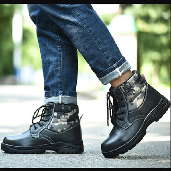 Steel Cap Toe Labor Shoes Men Safety Hiking Shoes Construction Military Combat Shoes