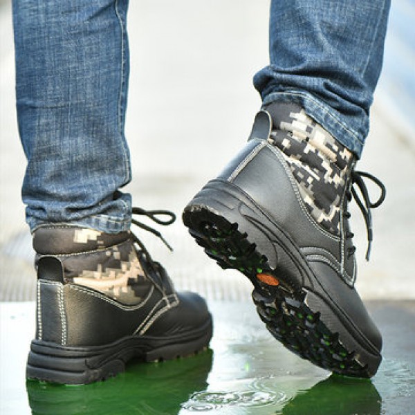 Steel Cap Toe Labor Shoes Men Safety Hiking Shoes Construction Military Combat Shoes