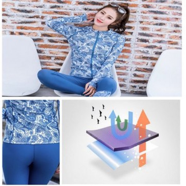 SABOLAY New Style Blue Quick Dry Sunscreen Female Yoga Fitness Snorkeling Diving Surfing Tight Pants