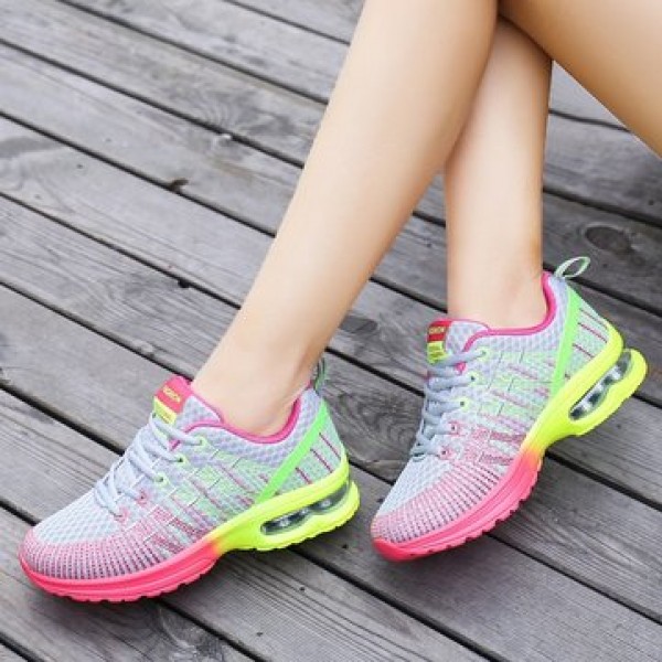 AU Women Casual Breathable Mesh Shoes Sport Running Lace up Air Cushion Trainer Sneakers