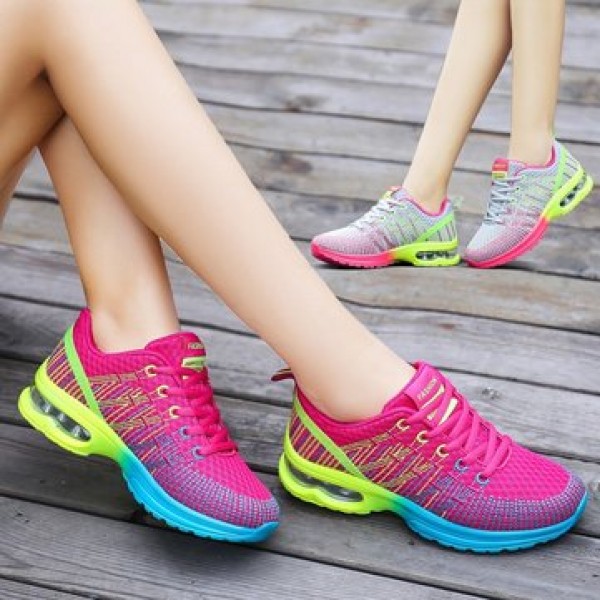AU Women Casual Breathable Mesh Shoes Sport Running Lace up Air Cushion Trainer Sneakers