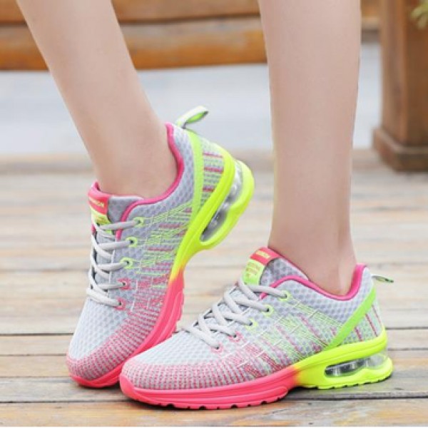 AU Women Casual Breathable Mesh Shoes Sport Running Lace up Air Cushion Trainer Sneakers