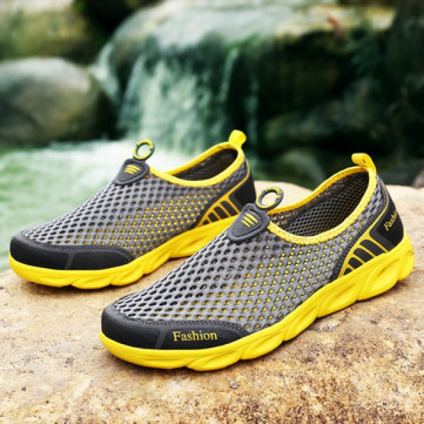 Men Sport Shoes Slip-on Hiking Water Antiskid Light Hollow Out Casual In Mesh Loafers Sandals