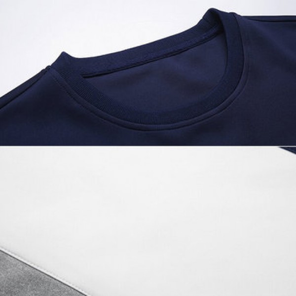 Mens Casual Sport Suit Stitching Color Long Sleeve Sweatshirt Jogger Pants Running Clothing