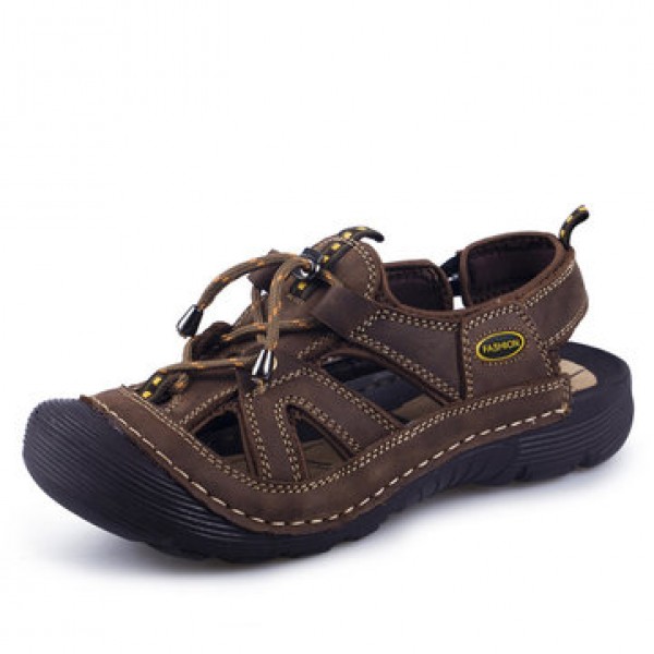 Men Rubber Leather Soft Breathable Sandals Slipper...