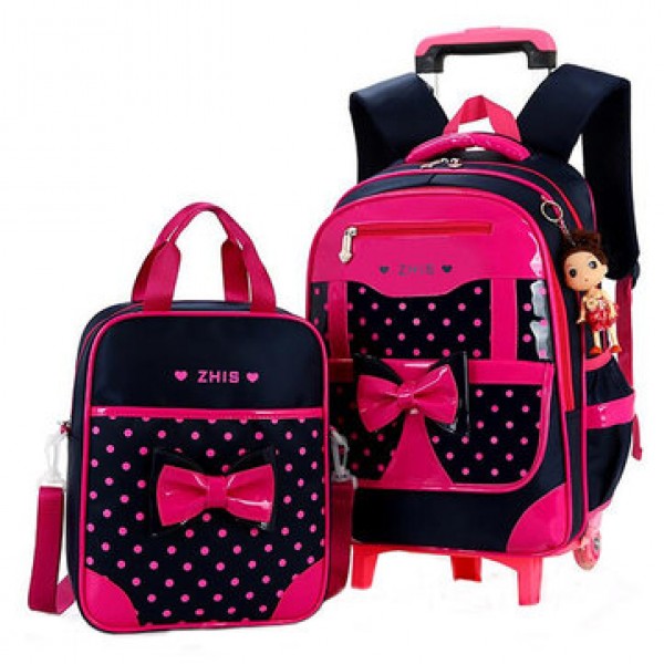 25L 2Pcs Children Trolley Backpack Shoulder Bag Camping Trolley Case With Wheels