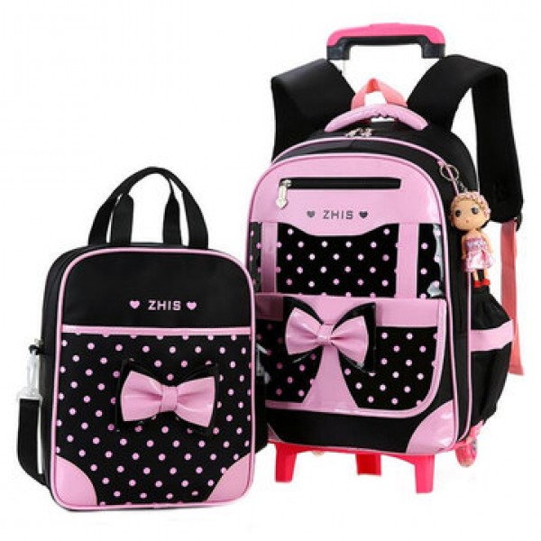 25L 2Pcs Children Trolley Backpack Shoulder Bag Camping Trolley Case With Wheels