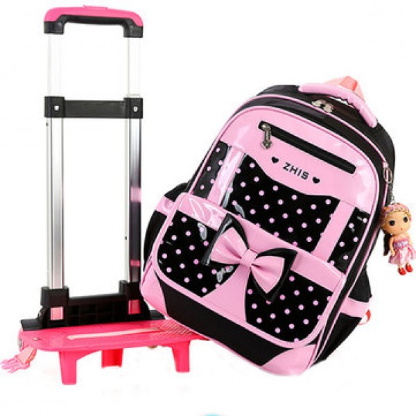 25L 2Pcs Children Trolley Backpack Shoulder Bag Camping Trolley Case With Wheels