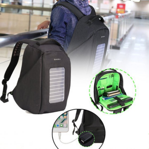 16 inch Waterproof Solar Panel Backpack Laptop USB...