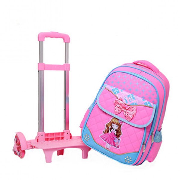 29L 2 Pcs  Kids Trolley Backpack Shoulder Bag Camping Trolley Case With Wheels