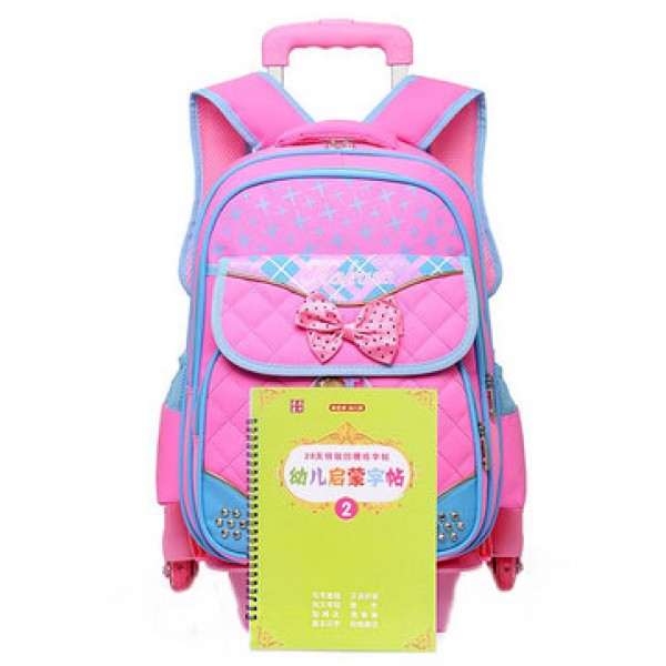 29L 2 Pcs  Kids Trolley Backpack Shoulder Bag Camping Trolley Case With Wheels