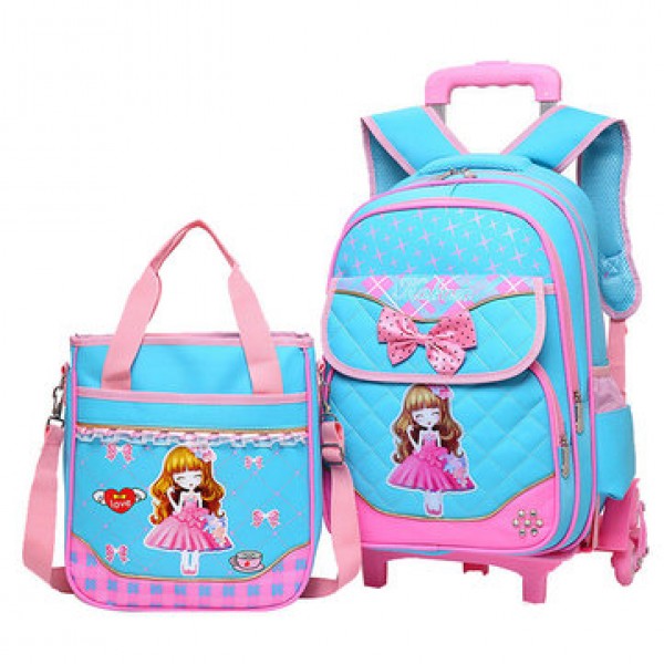 29L 2 Pcs  Kids Trolley Backpack Shoulder Bag Camp...