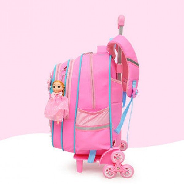 2 Pcs Trolley Backpack Children School Bag Luggage Bag Handbag Camping Suitcases With Six Wheel