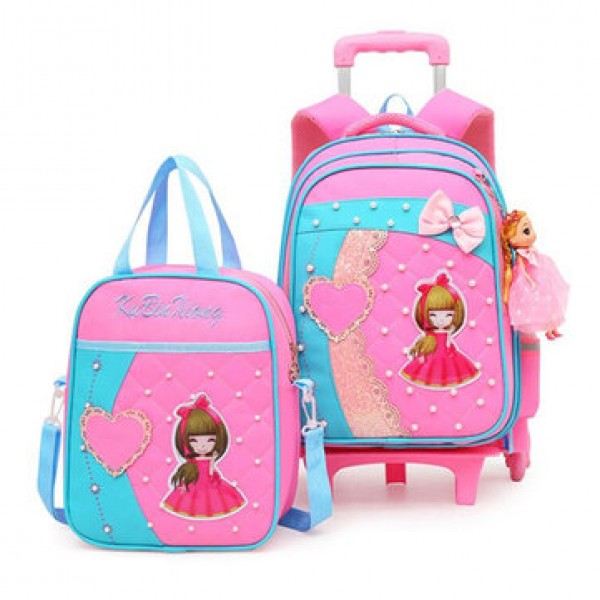 2 Pcs Trolley Backpack Children School Bag Luggage...