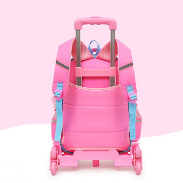 2 Pcs Trolley Backpack Children School Bag Luggage Bag Handbag Camping Suitcases With Six Wheel