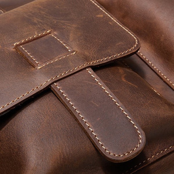 Men Cowhide Vintage Handbag Crossbody Bag Business Briefcase Fits 15.6 inch ipad