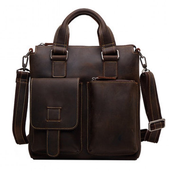 Men Genuine Leather Retro Handbag Crossbody Bag Casual Business Shoulder Bag Briefcase