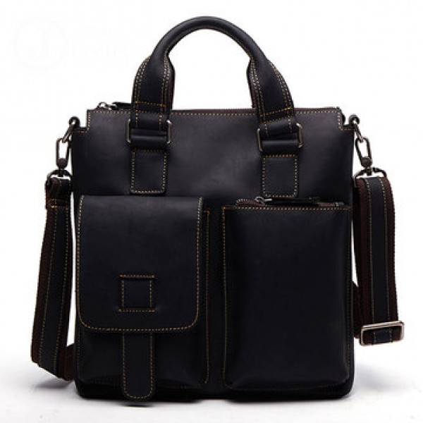 Men Genuine Leather Retro Handbag Crossbody Bag Casual Business Shoulder Bag Briefcase