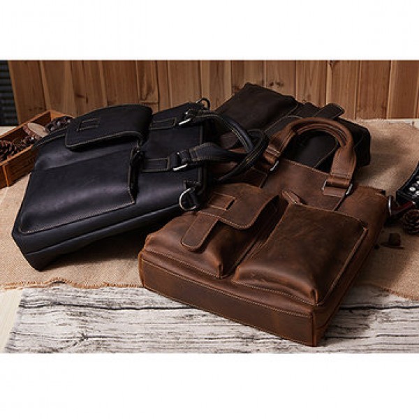 Men Genuine Leather Retro Handbag Crossbody Bag Casual Business Shoulder Bag Briefcase
