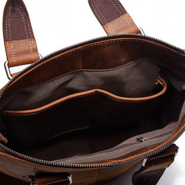Men Genuine Leather Retro Handbag Crossbody Bag Casual Business Shoulder Bag Briefcase