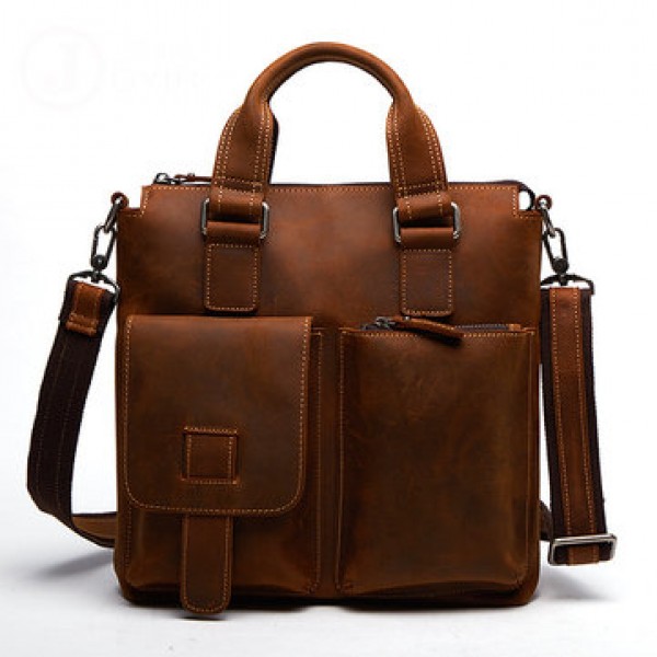 Men Genuine Leather Retro Handbag Crossbody Bag Ca...