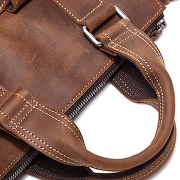 Men Genuine Leather Retro Handbag Crossbody Bag Casual Business Shoulder Bag Briefcase