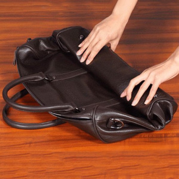 Men Leather Business Handbag Multifunction Large Capacity Travel Bag with Shoes Compartment