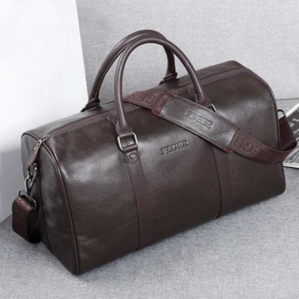 Men Leather Business Handbag Multifunction Large Capacity Travel Bag with Shoes Compartment