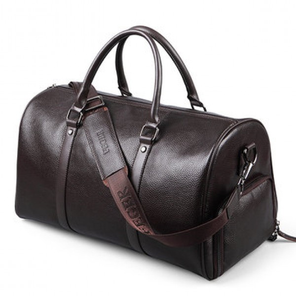 Men Leather Business Handbag Multifunction Large Capacity Travel Bag with Shoes Compartment