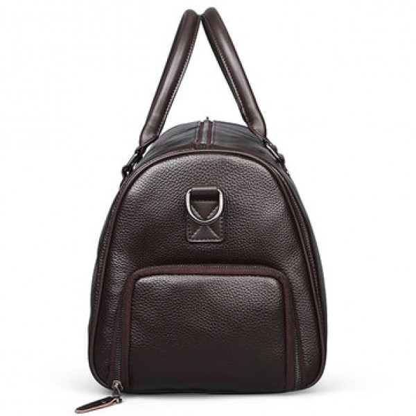 Men Leather Business Handbag Multifunction Large Capacity Travel Bag with Shoes Compartment