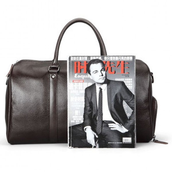 Men Leather Business Handbag Multifunction Large Capacity Travel Bag with Shoes Compartment