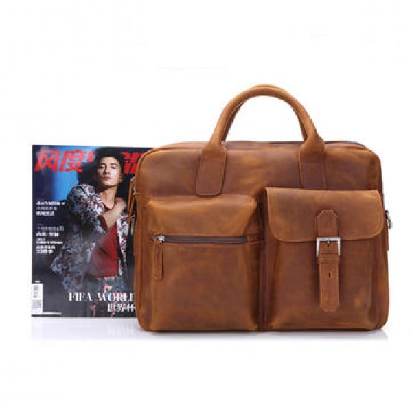 Genuine Leather Handbag Shoulder Leisure Men Bag Business Briefcase