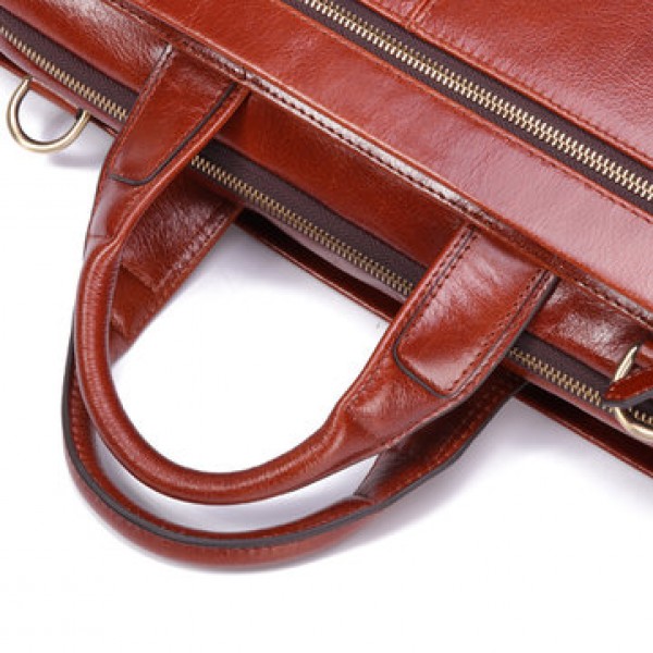 Ekphero Leather Men Bag Multi-functional Leather Handbag Leisure Business Briefcase Shoulder Bag