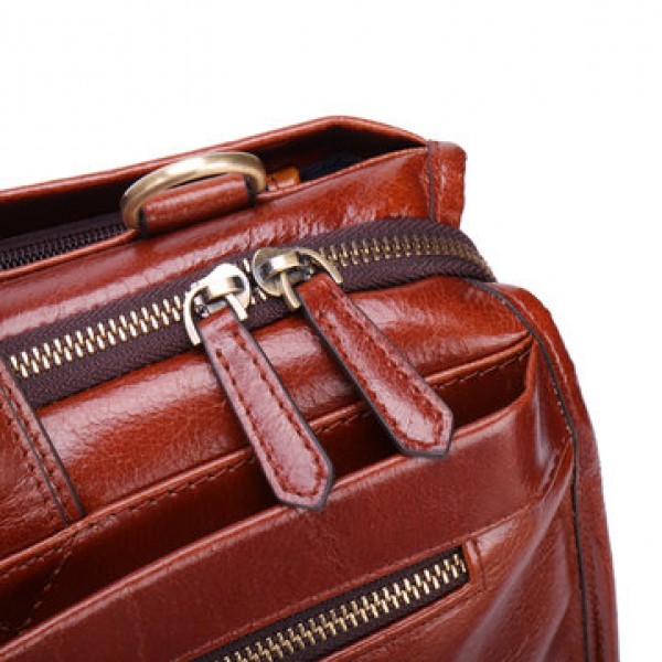 Ekphero Leather Men Bag Multi-functional Leather Handbag Leisure Business Briefcase Shoulder Bag