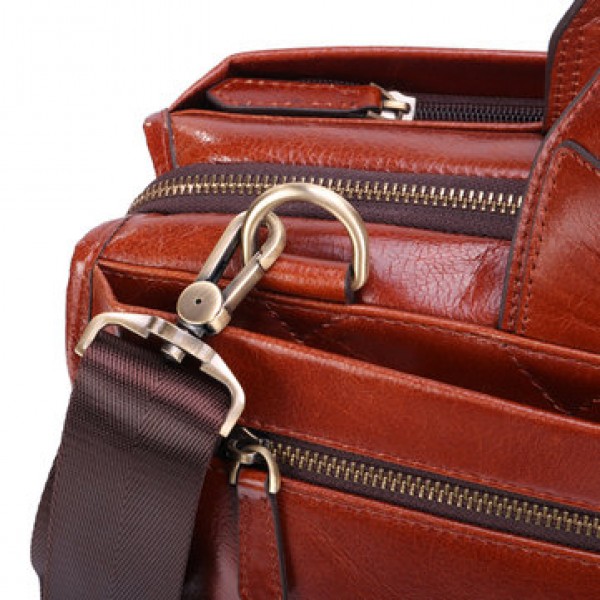 Ekphero Leather Men Bag Multi-functional Leather Handbag Leisure Business Briefcase Shoulder Bag